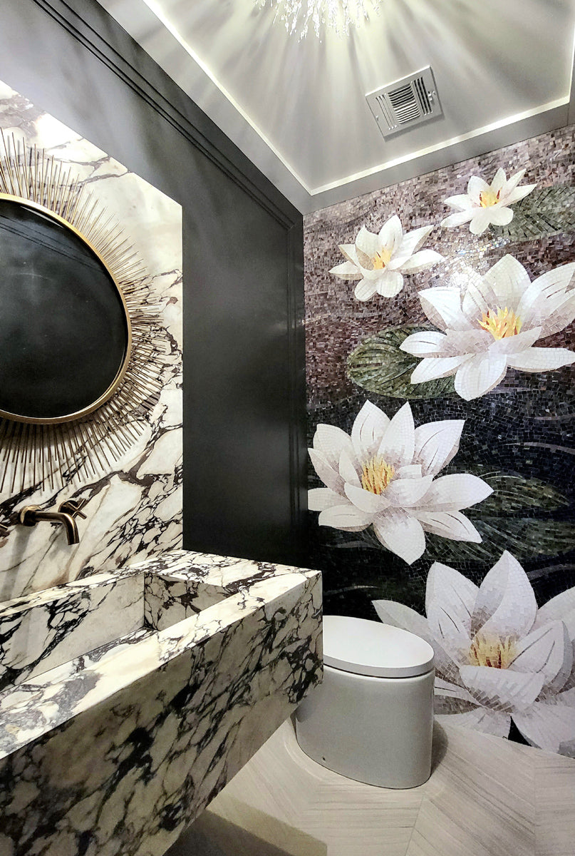 Glass Flower Mosaic Bathroom