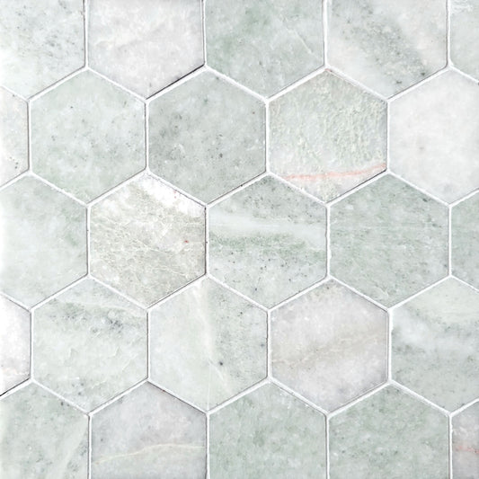 Hexagon Ming Green 3'' Stone Mosaic