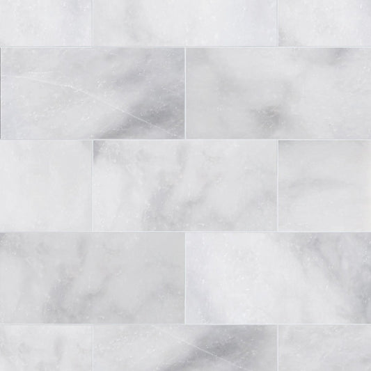 Afyon White Polished Marble Field Tile 6''x12''x3/8''