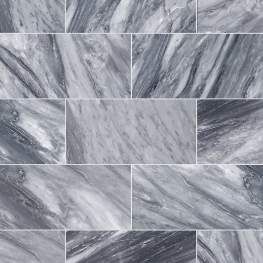 Bardiglio Polished Marble Field Tile 6''x12''x3/8''