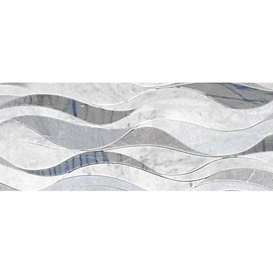 Curv Ocean Ombre Wave 10'' Stone Waterjet Mosaic Border