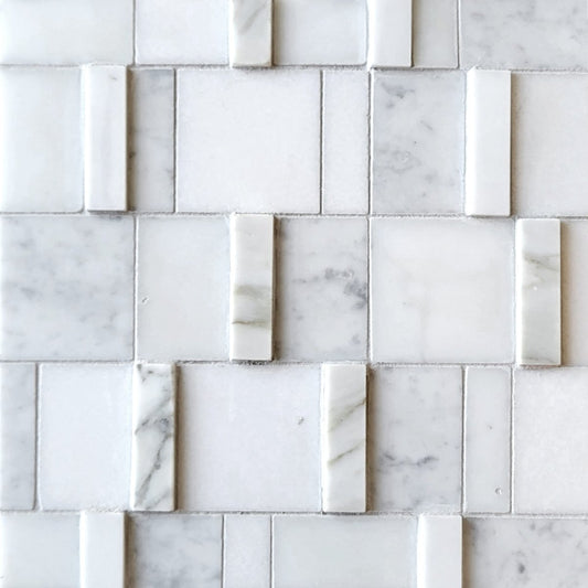 Elevations Blocks Briar Dimensional White Tile - Artsaics 