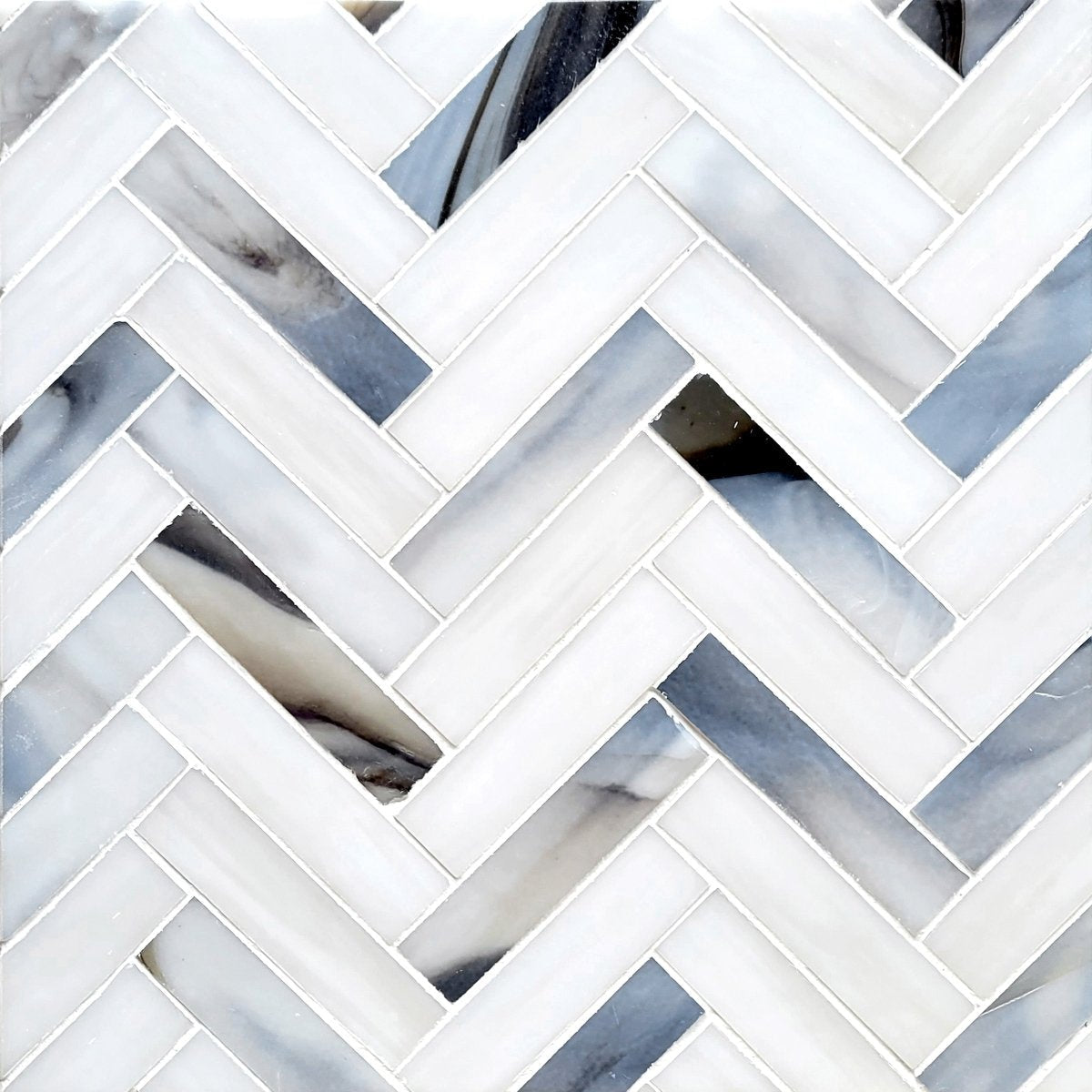 glass mosaic herringbone tile