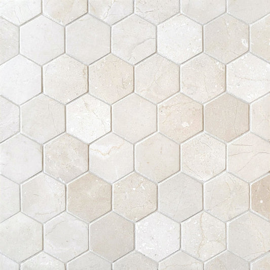 Hexagon Crema Marfil 2'' Stone Mosaic