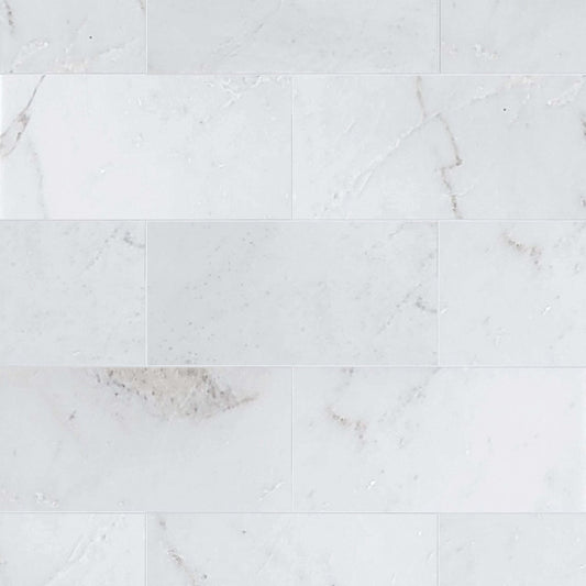 Majestic White Polished Marble Field Tile 6''x12''x3/8''