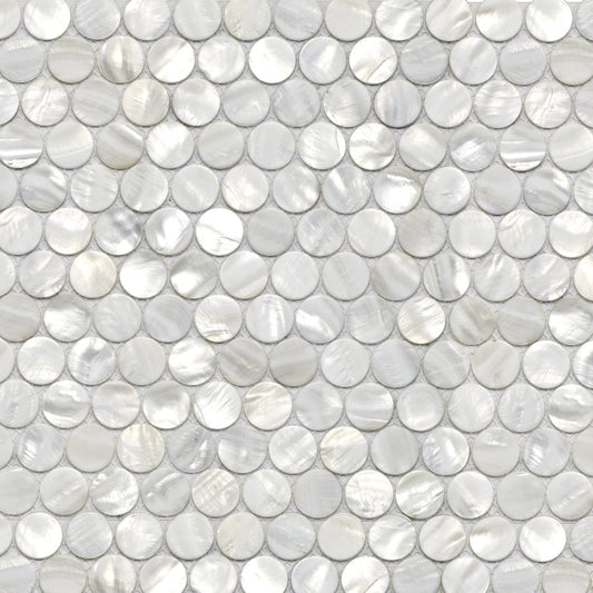 Penny Round White Pearl Shell Mosaic