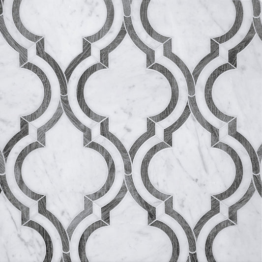 Casablanca Pring Small Arabesque Stone and Porcelain Waterjet Mosaic