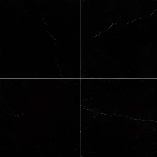 Pure Black Polished Marble Field Tile 12''x12''x3/8''
