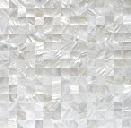 Straight 1''x1'' Seamless White Pearl Shell Mosaic