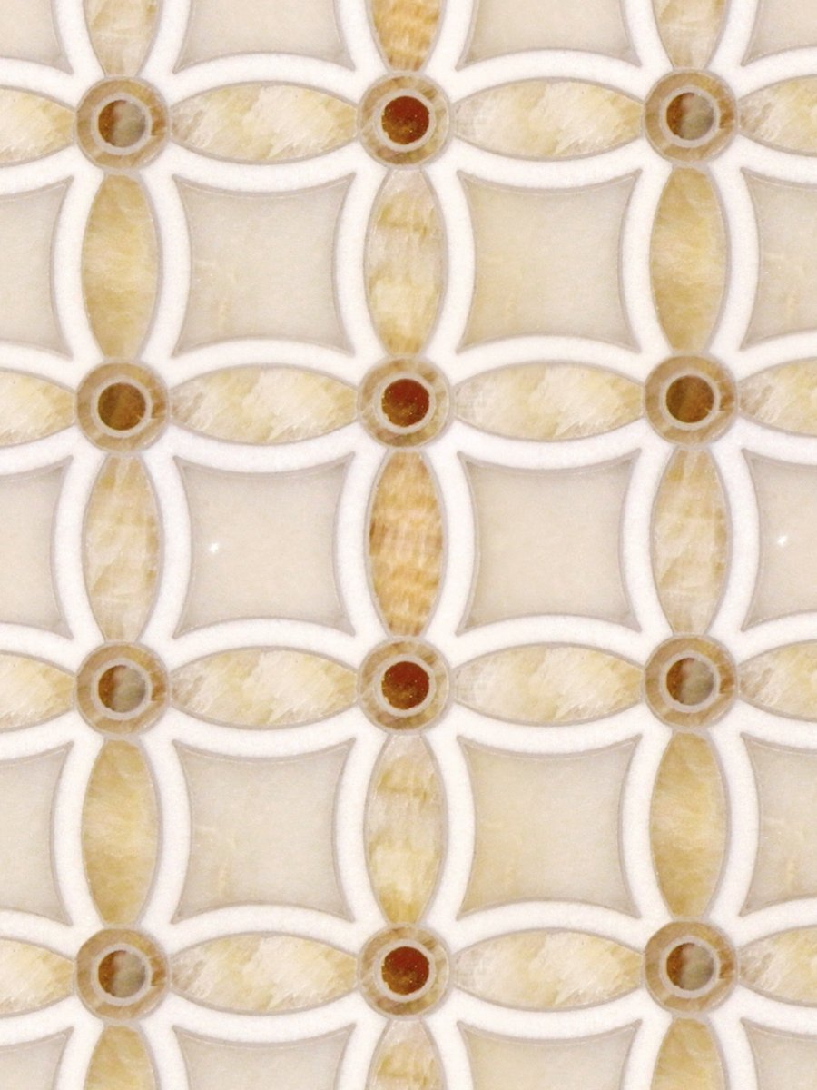 Curv Adimas Honey Circles Stone Waterjet Mosaic