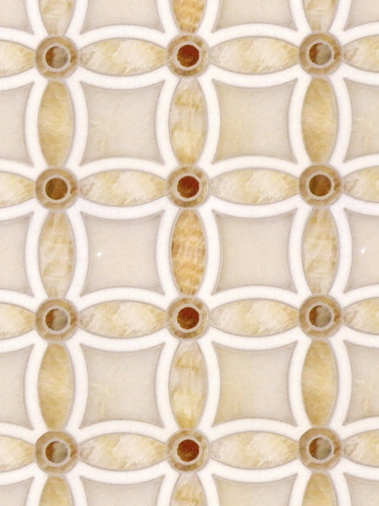 Curv Adimas Honey Circles Stone Waterjet Mosaic