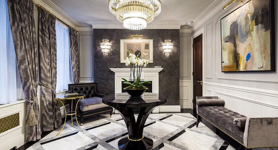 black and white and grey floor tile