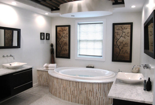 beige and white and brown wall tile 