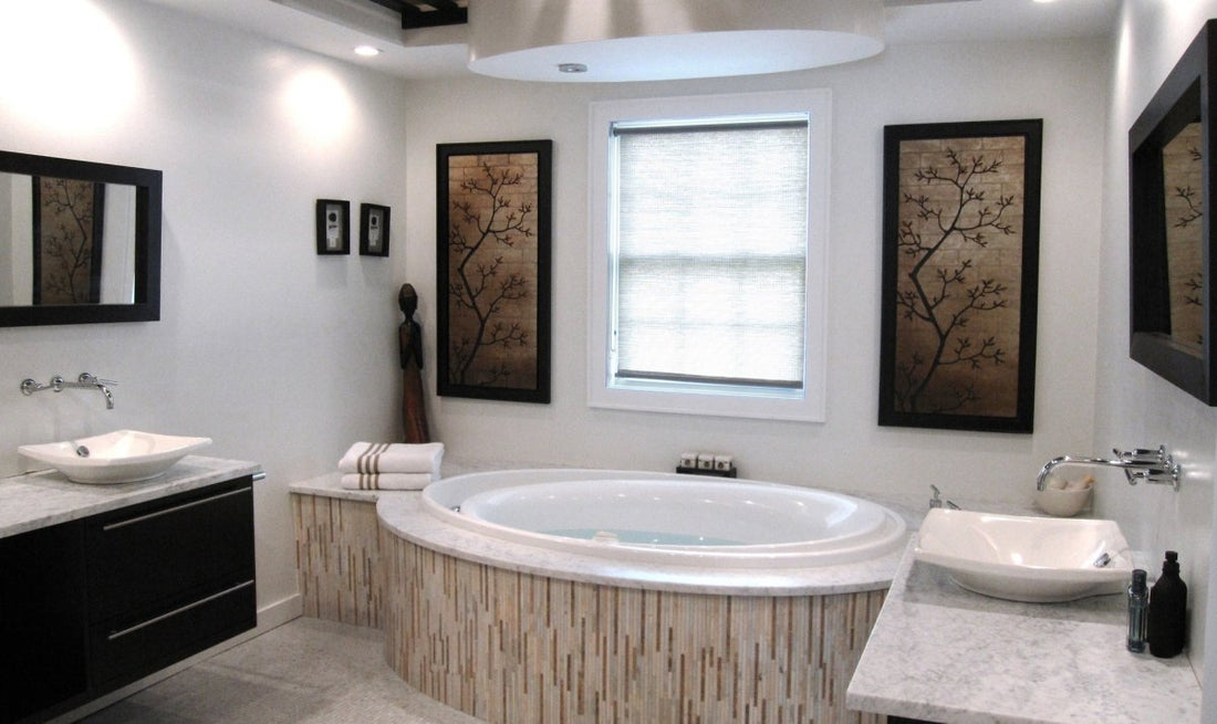 beige bathroom wall tile