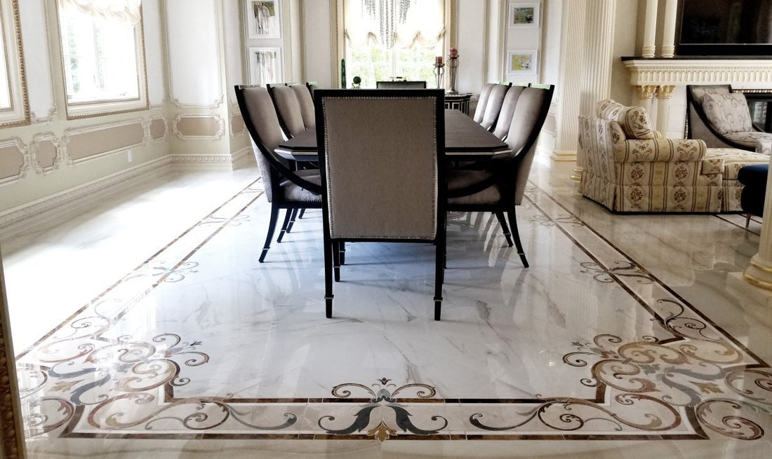 white and brown floor tile 