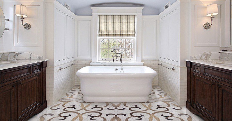 brown and white and beige floor tile