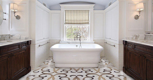 brown and white and beige floor tile