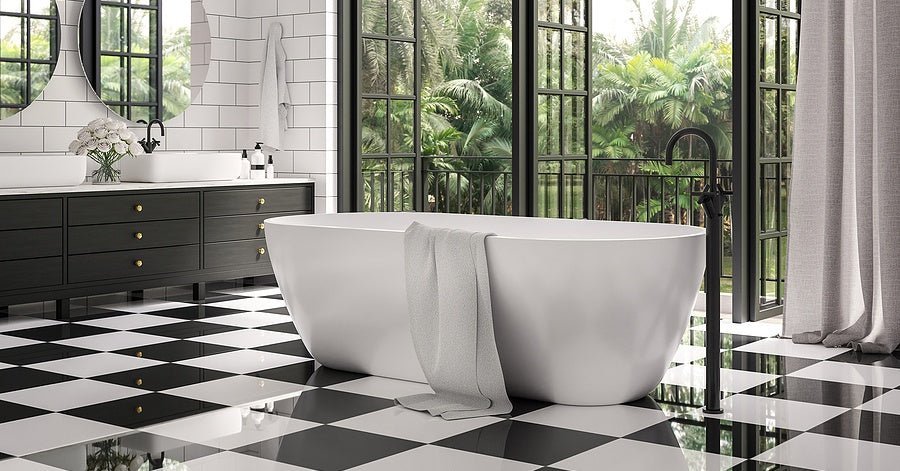 black and white floor tile 
