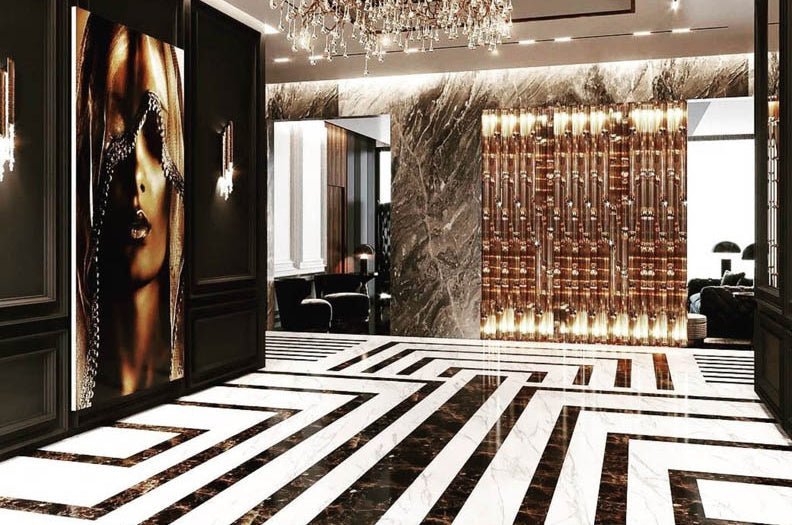 black and white and grey floor and wall tile