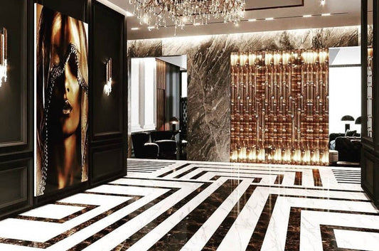 black and white and grey floor and wall tile