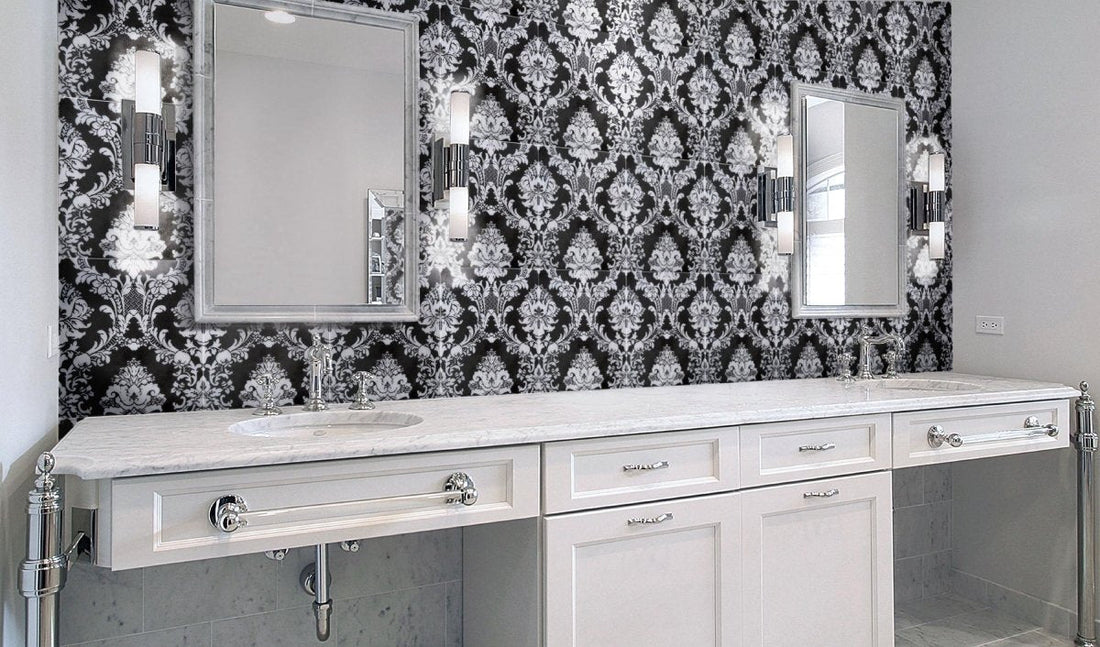 black and white wall tile