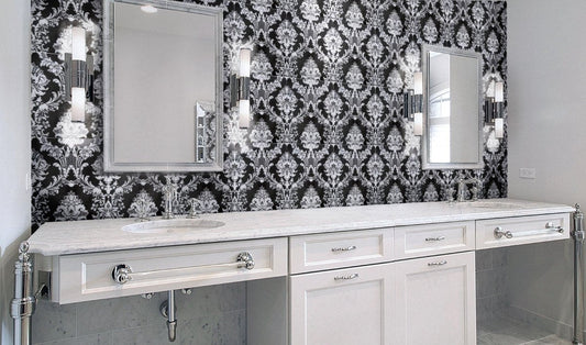 black and white wall tile