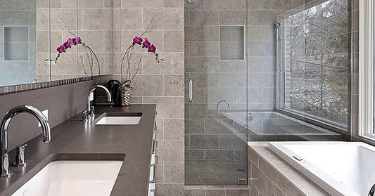 grey bathroom floor and wall tile