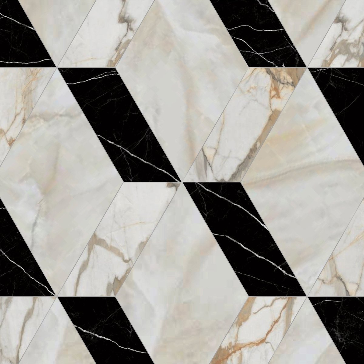 Amelia Large Gold Diamond Porcelain Waterjet Tile