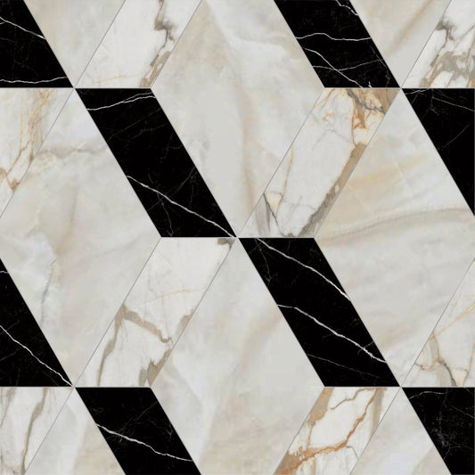 Amelia Large Gold Diamond Porcelain Waterjet Tile