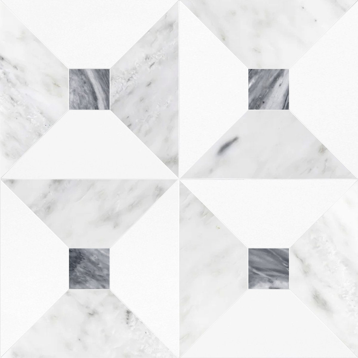 Anabelle Asian White & Thassos w/ Bardiglio Dot Checker Waterjet Tile