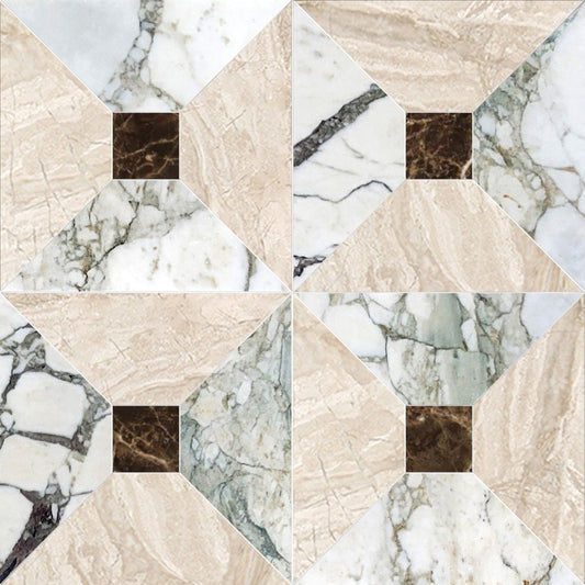 Anabelle Calacatta Green & Diano Royale w/ Dk. Emperador Dot Tile