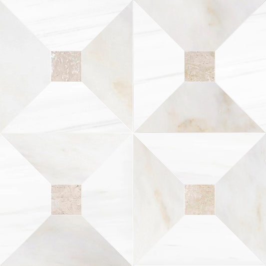 Anabelle Calacatta Onciatta & Dolomite w/ Botticino Checker Tile