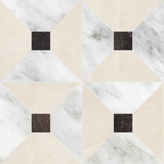 Anabelle Crema Marfil & Asian White w/ St. Laurent Dot Checkered Tile