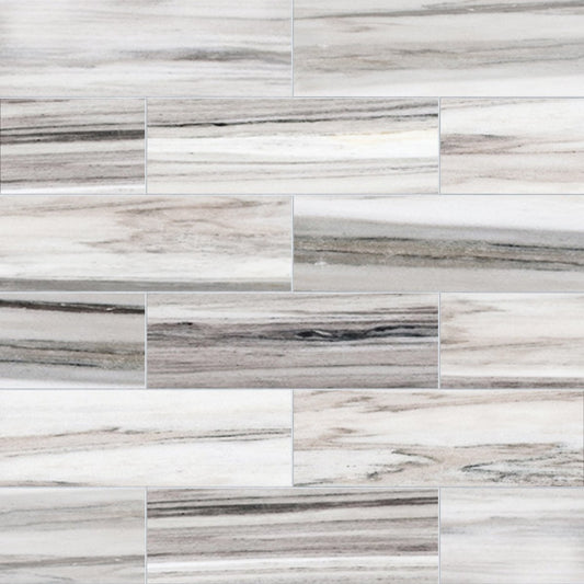 Patterned tile design with gray and white tones