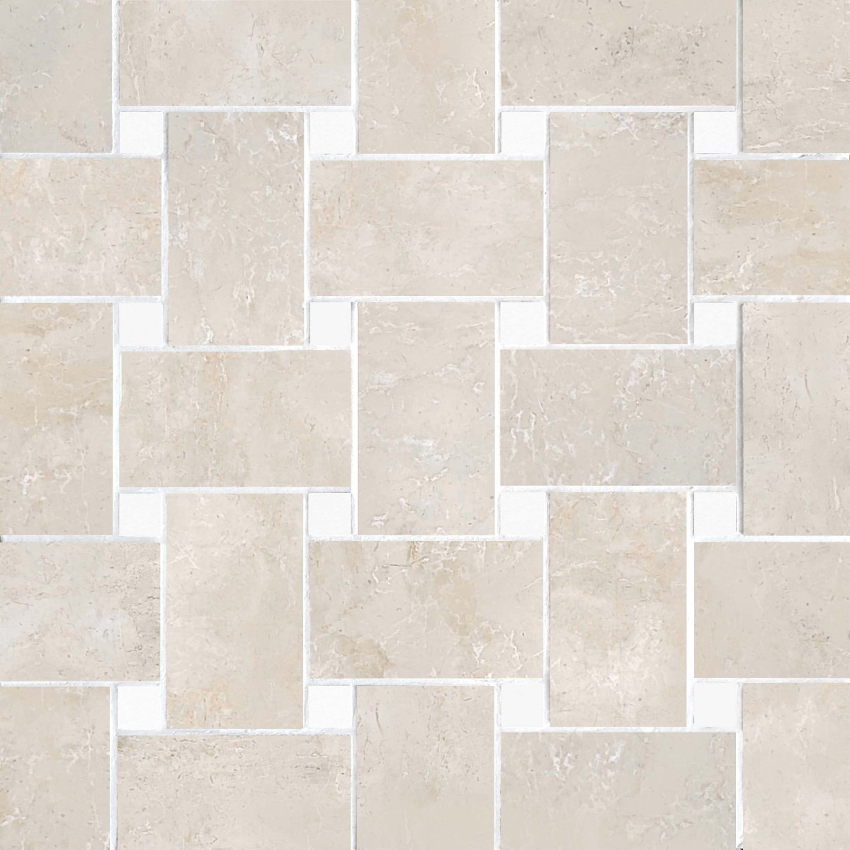Beige tiles arranged in a herringbone pattern