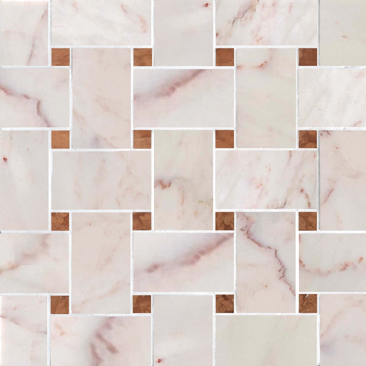 Pattern of pink and brown marble tiles