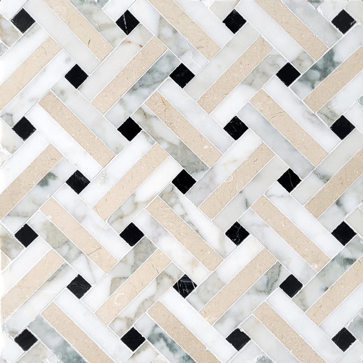 Basket Weave Trine Sandstone Stone Mosaic