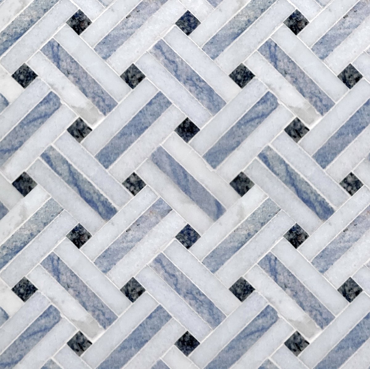 Blue Basketweave Mosaic Tile