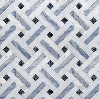 Blue Basketweave Mosaic Tile