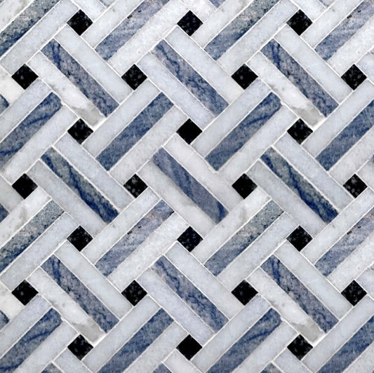 Blue Basketweave Mosaic Tile