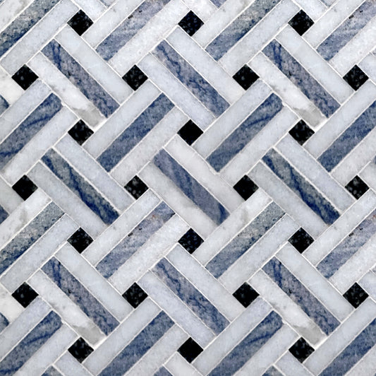 Blue Basketweave Mosaic Tile