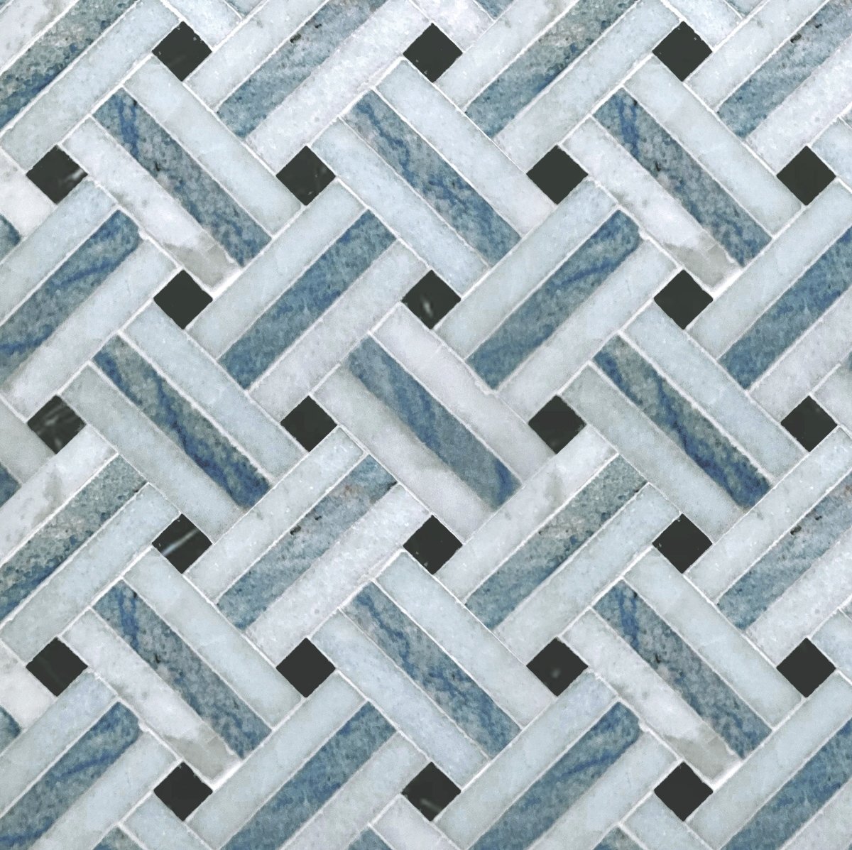 Basket Weave Trine Sky Stone Mosaic