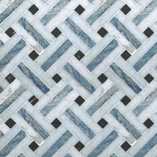 Basket Weave Trine Sky Stone Mosaic