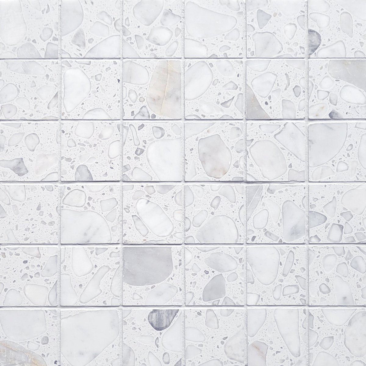 Straight Bianco Marble Terrazzo Honed 2''x2'' Mosaic