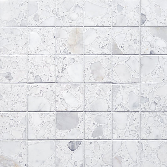 Straight Bianco Marble Terrazzo Honed 2''x2'' Mosaic
