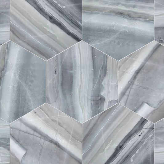Blue Mont Polished Marble 10 1/2'' Hexagon