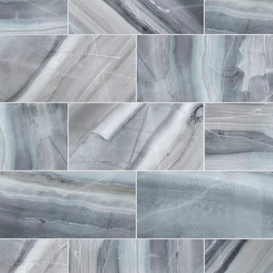Blue Mont Polished Marble Field Tile 6''x12''x3/8''