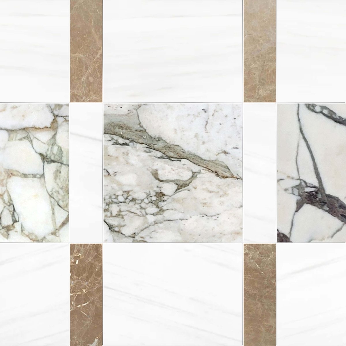 Collage of various marble patterns on a white background