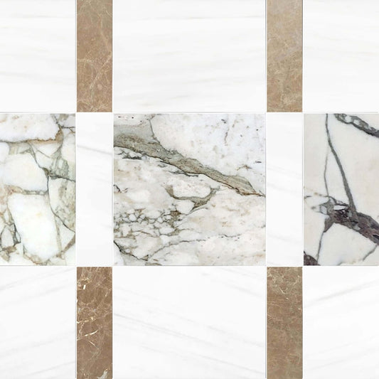 Collage of various marble patterns on a white background
