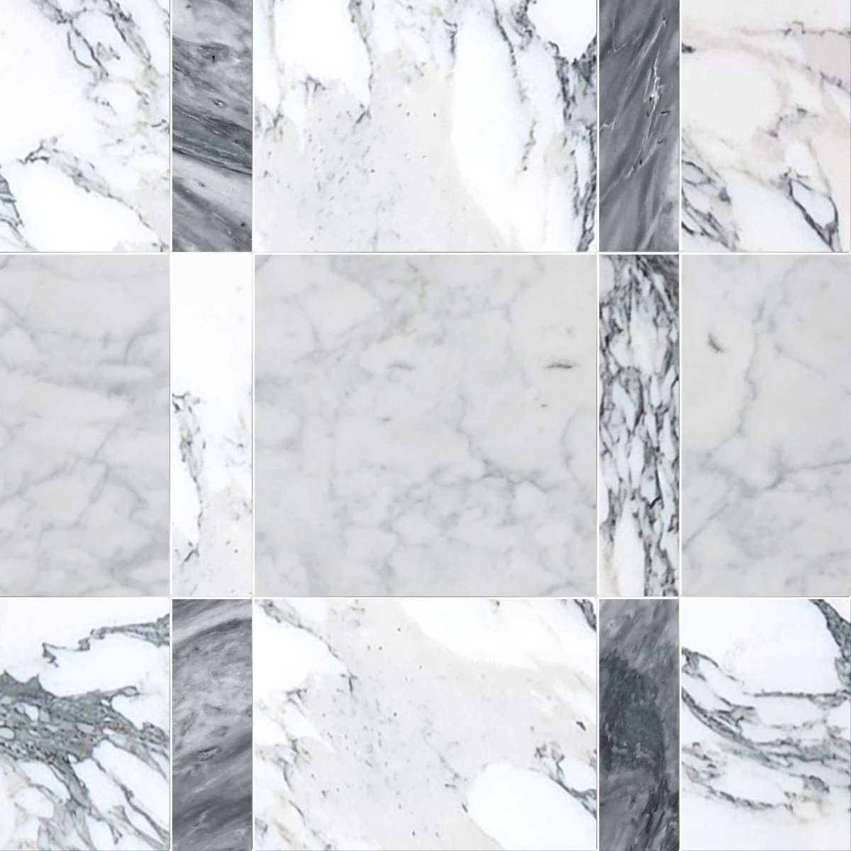 Grid of various marble patterns in shades of gray and white.